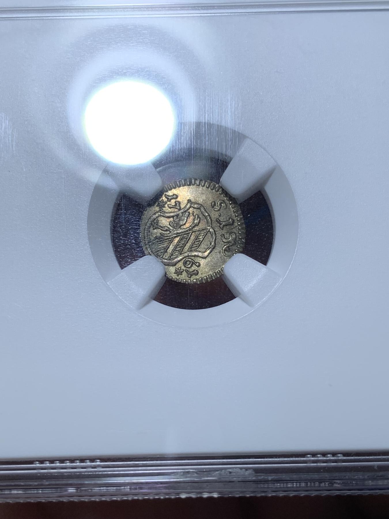 《竞宝斋》第272场- 周日，周一，周二  3场连拍 （全场包邮） NGC MS63 1761年德国纽伦堡1芬尼银币