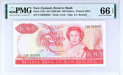 【Blue Auction】✨世界纸币精拍第482期【精】 -  【无47】新西兰 1985-89年100元 花冠女王 PMG66EPQ 