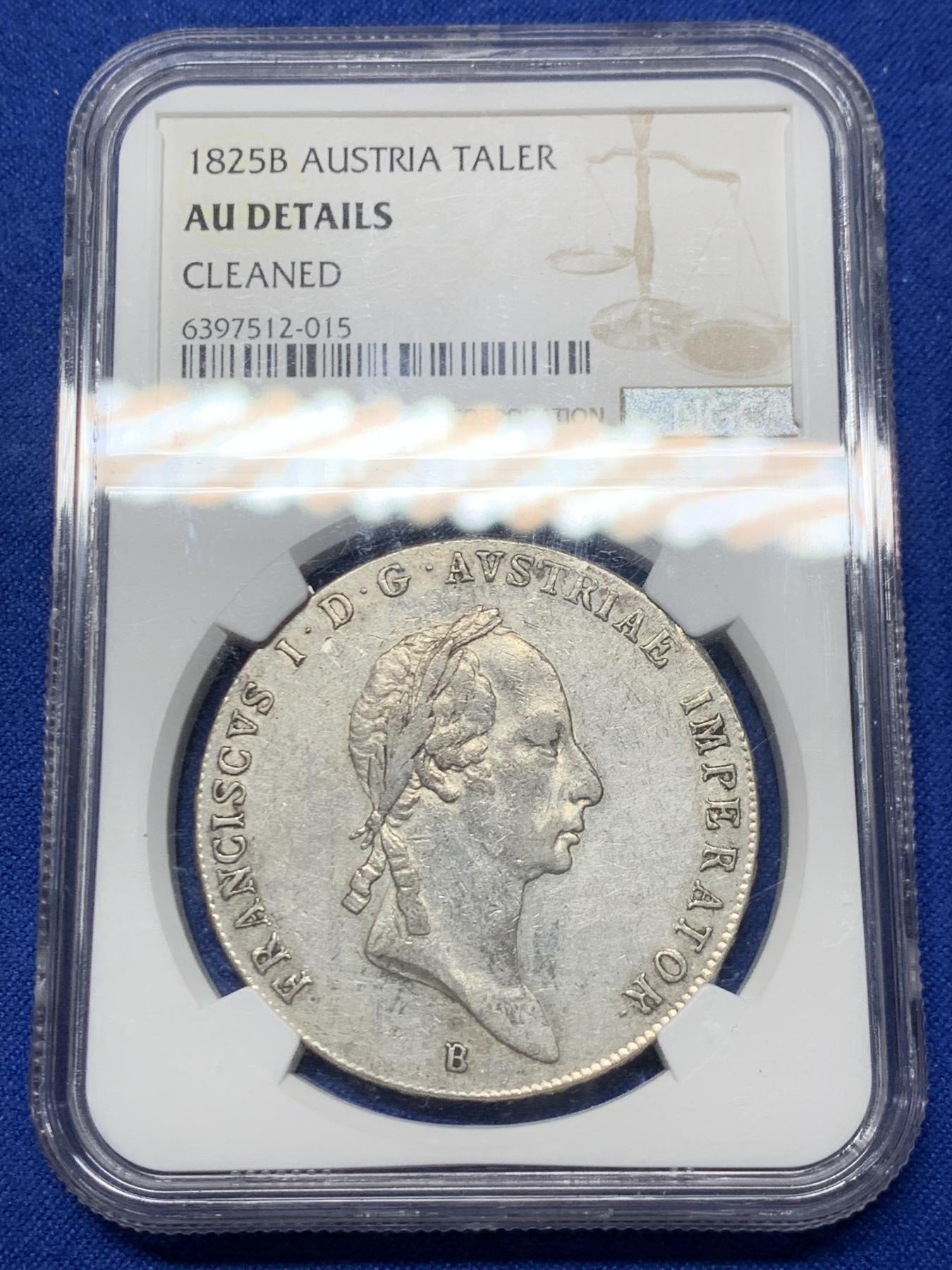 《竞宝斋》第272场- 周日，周一，周二  3场连拍 （全场包邮） NGC AUD 奥地利1825年双头鹰大泰勒 少见弗朗西斯一世老年版本