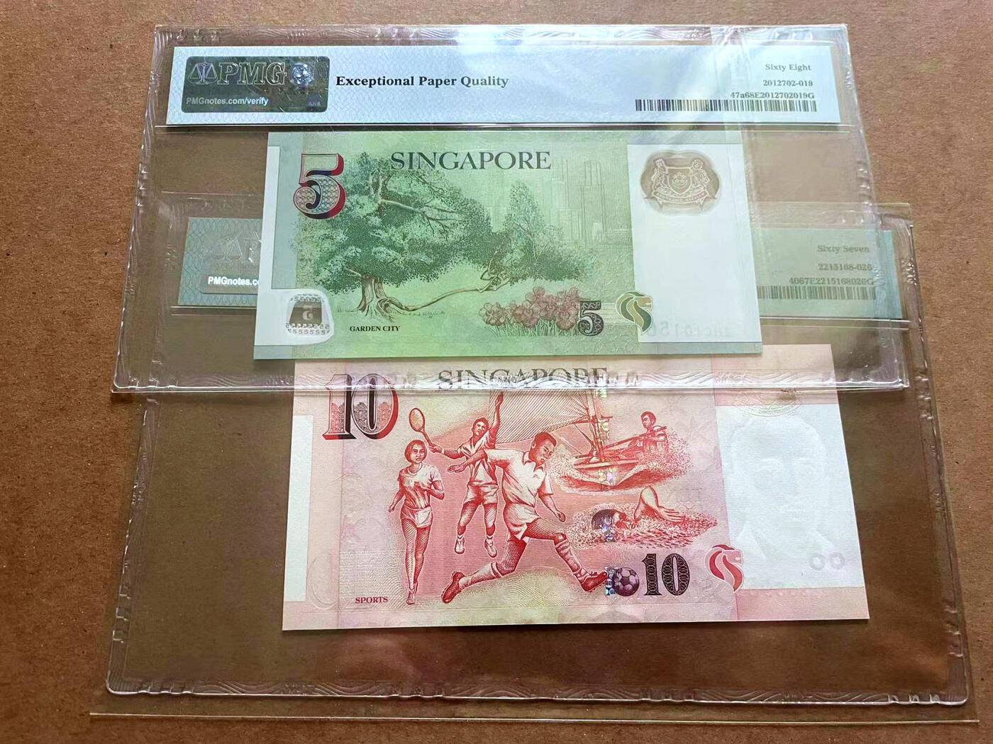 【Blue Auction】✨世界纸币精拍第482期【精】 【一组2张无47】新加坡 1999-2005年5-10元 PMG68EPQ-67EPQ高分