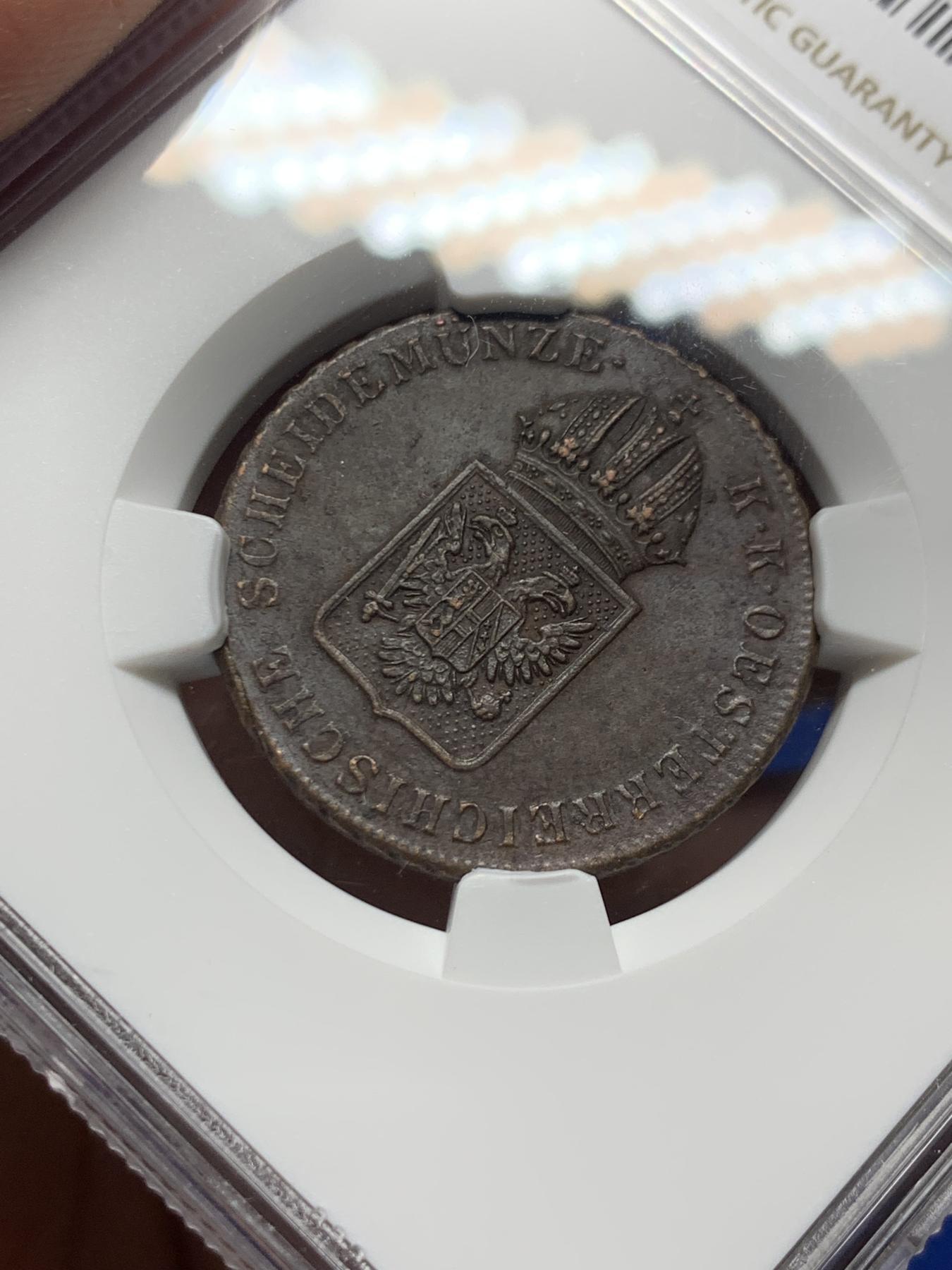 《竞宝斋》第272场- 周日，周一，周二  3场连拍 （全场包邮） NGC UNCD 奥地利1816年1克鲁泽铜币