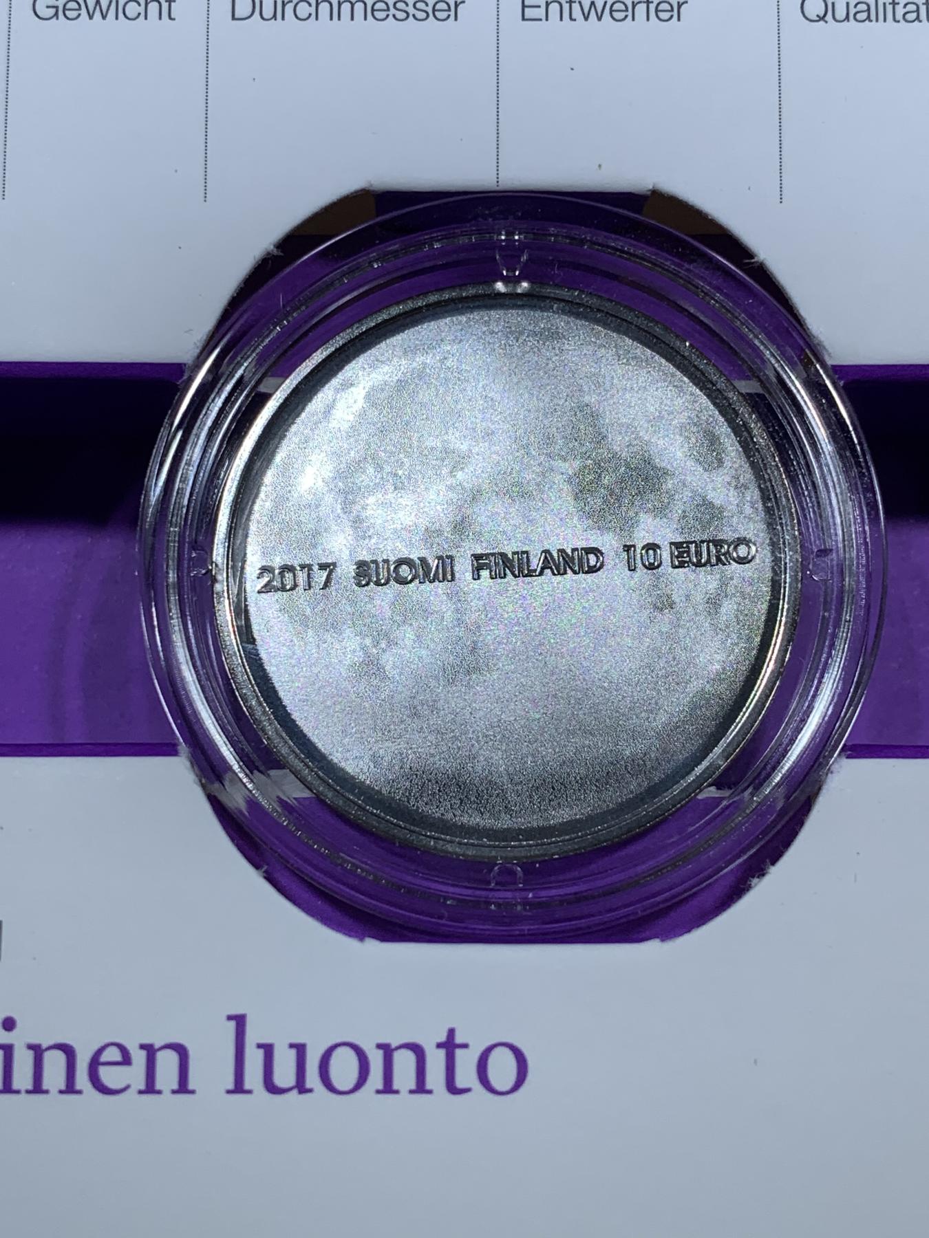 《竞宝斋》第272场- 周日，周一，周二  3场连拍 （全场包邮） 芬兰 2017年 独立百年 野生动物保护系列 小乌鸦 10欧元 精制银币 发行量仅一万 稀少