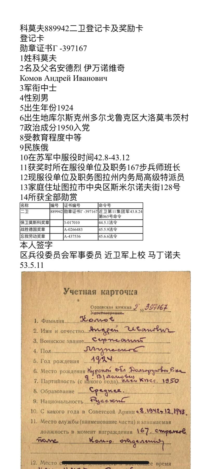 大猫徽章拍卖第248期 苏联43二卫1⃣️ 档案齐全