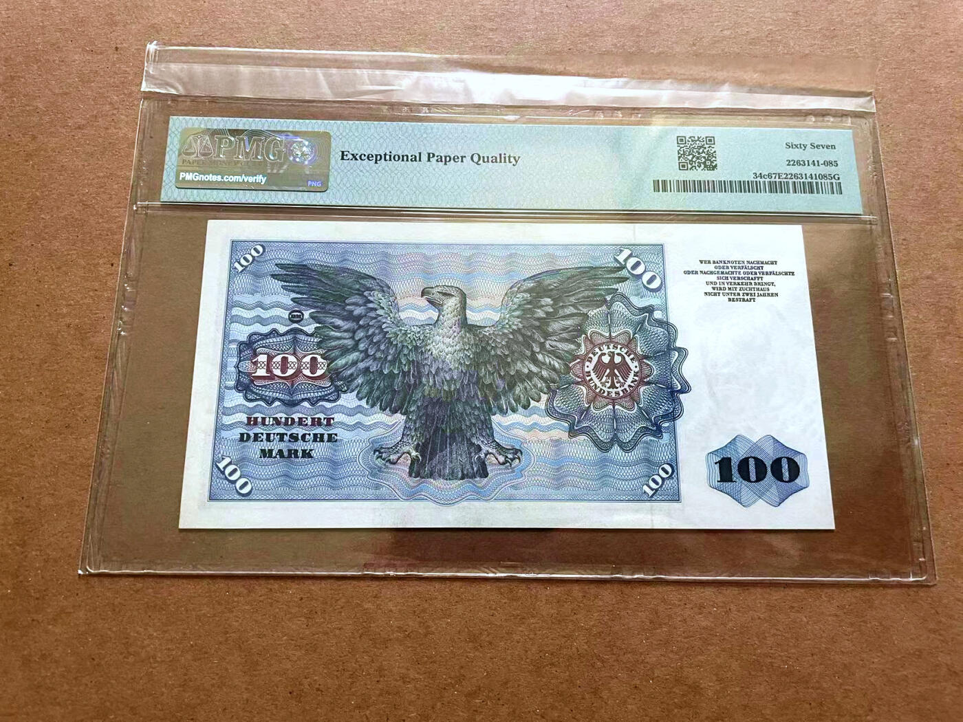 【Blue Auction】✨世界纸币精拍第482期【精】  【PMG错标 实际为a版】德国 1960年100马克 明斯特 PMG67EPQ 高分