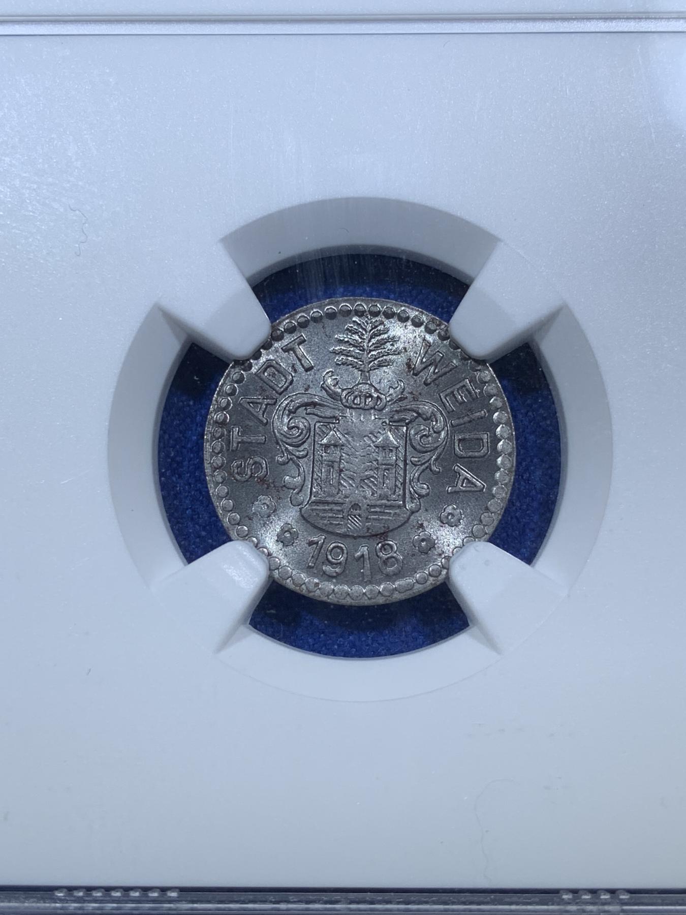 《竞宝斋》第272场- 周日，周一，周二  3场连拍 （全场包邮） NGC MS64 1918年德国紧急状态币5芬尼 铁币高分十分难得！