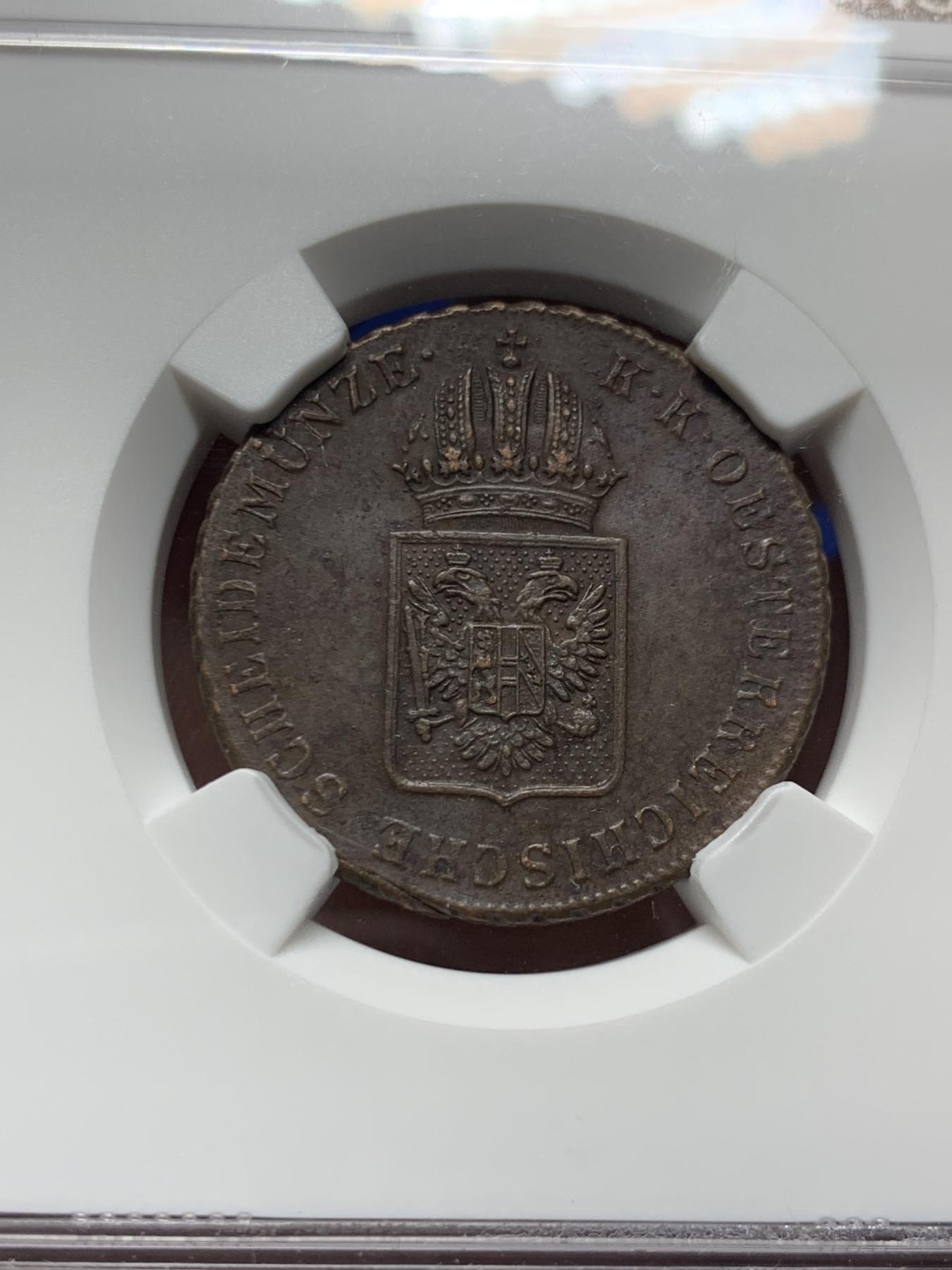 《竞宝斋》第272场- 周日，周一，周二  3场连拍 （全场包邮） NGC UNCD 奥地利1816年1克鲁泽铜币