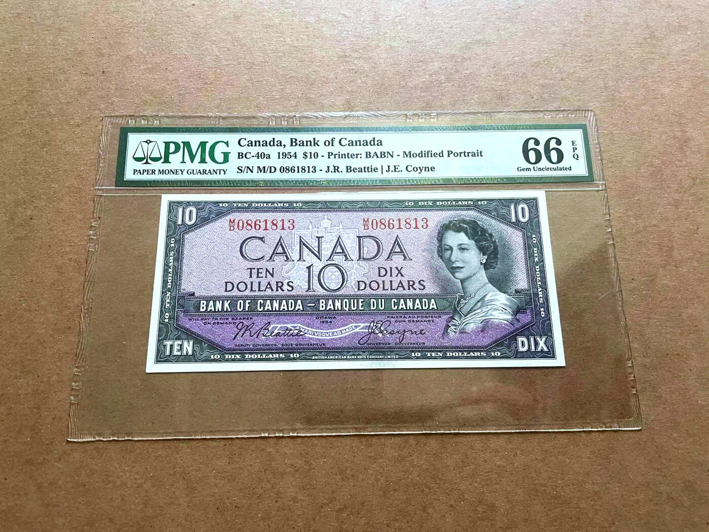 【Blue Auction】✨世界纸币精拍第482期【精】 【无47】加拿大 1954年10元 落基山脉 女王 PMG66EPQ 老壳