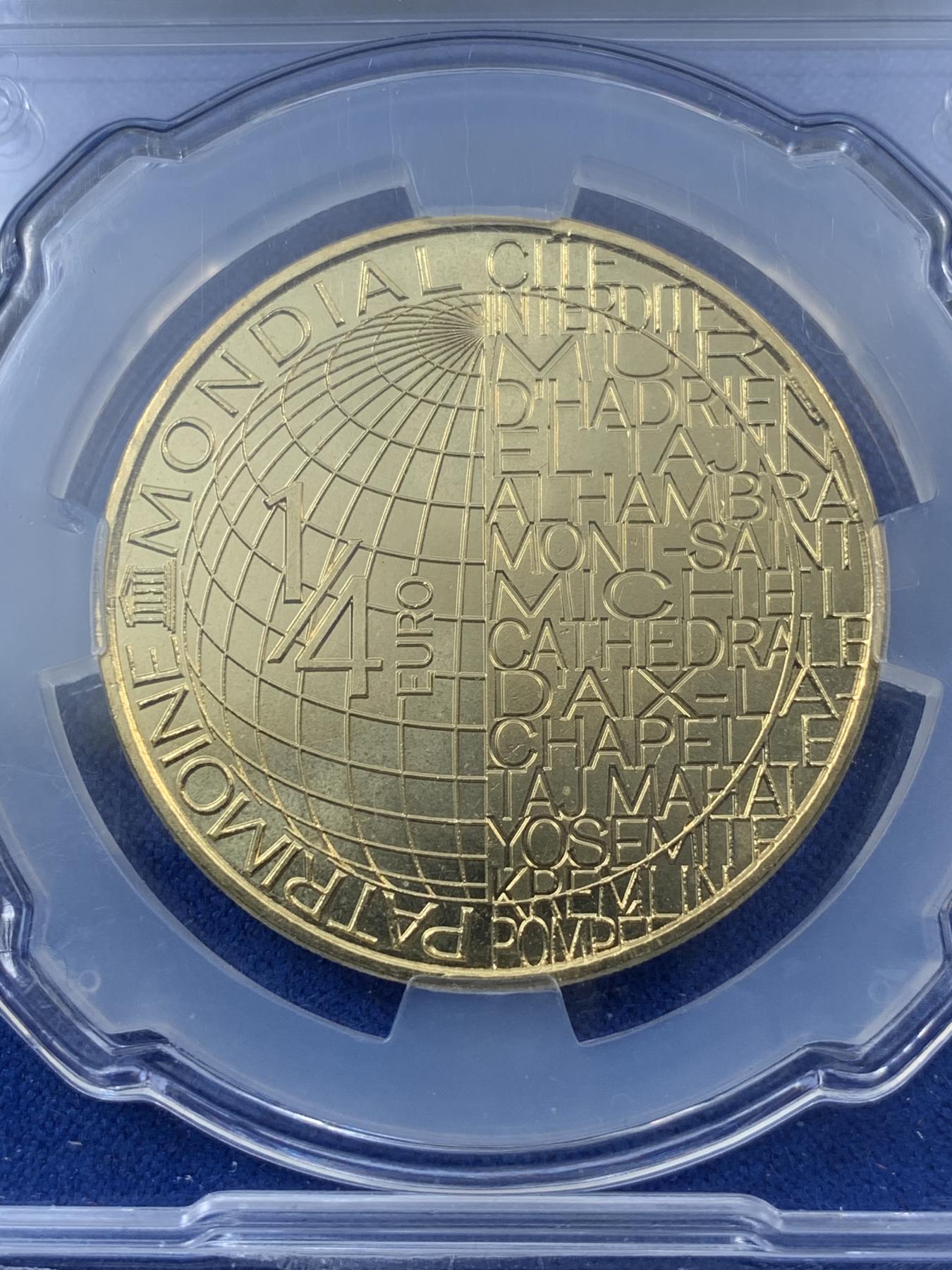 《竞宝斋》第272场- 周日，周一，周二  3场连拍 （全场包邮） CSIS MS69 法国世界遗产系列 紫禁城600周年1/4欧元纪念币章 FIRST RELEASES标