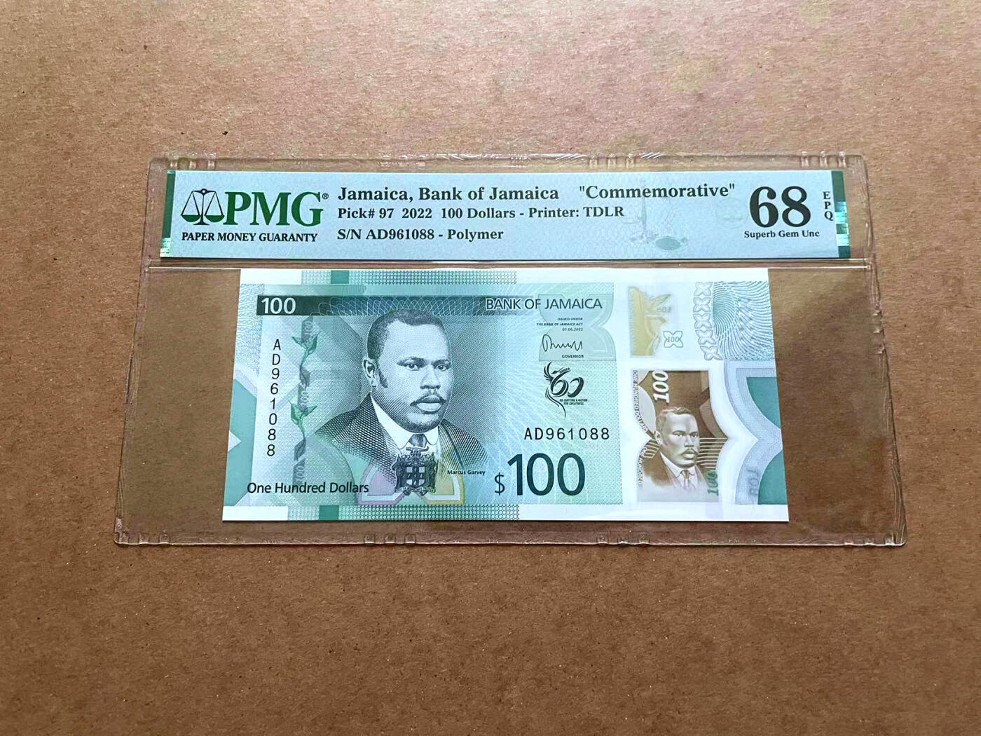 【Blue Auction】✨世界纸币精拍第482期【精】 【倒置号】牙买加 2022年100元 PMG68EPQ 超高分