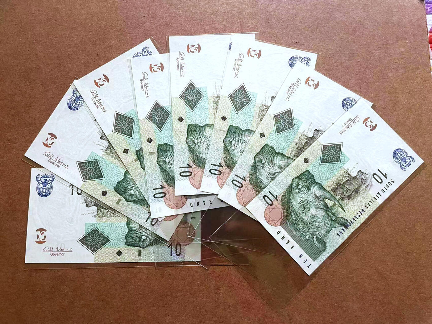 【Blue Auction】✨世界纸币精拍第482期【精】  【一组8张】南非 2009年10兰特 犀牛 全新UNC