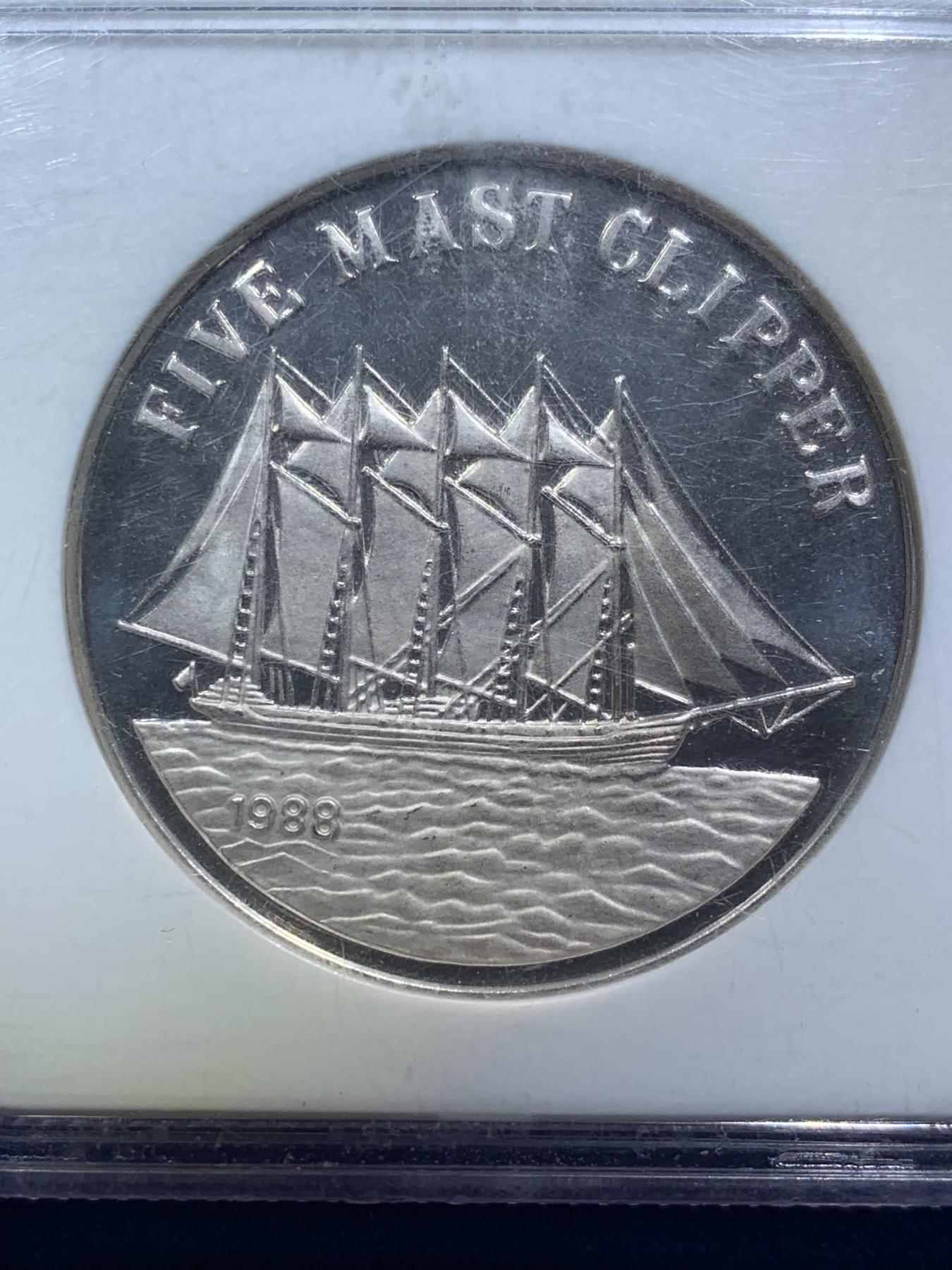 《竞宝斋》第272场- 周日，周一，周二  3场连拍 （全场包邮） NGC PF68UC 老挝1988年五桅杆帆船 发行量2000 海外拍卖68UC普遍1000