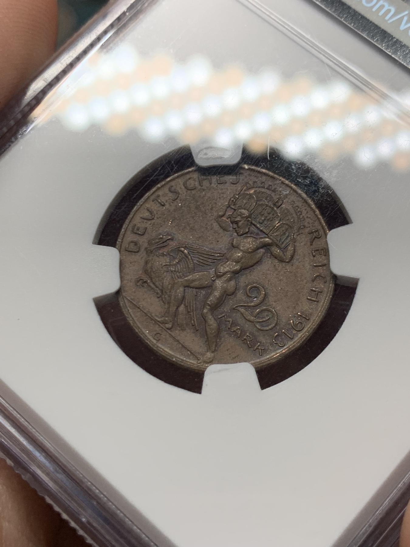 《竞宝斋》第272场- 周日，周一，周二  3场连拍 （全场包邮） NGC PF61BN 德国巴伐利亚1913年20马克精制铜样币 卡尔哥茨大师作品