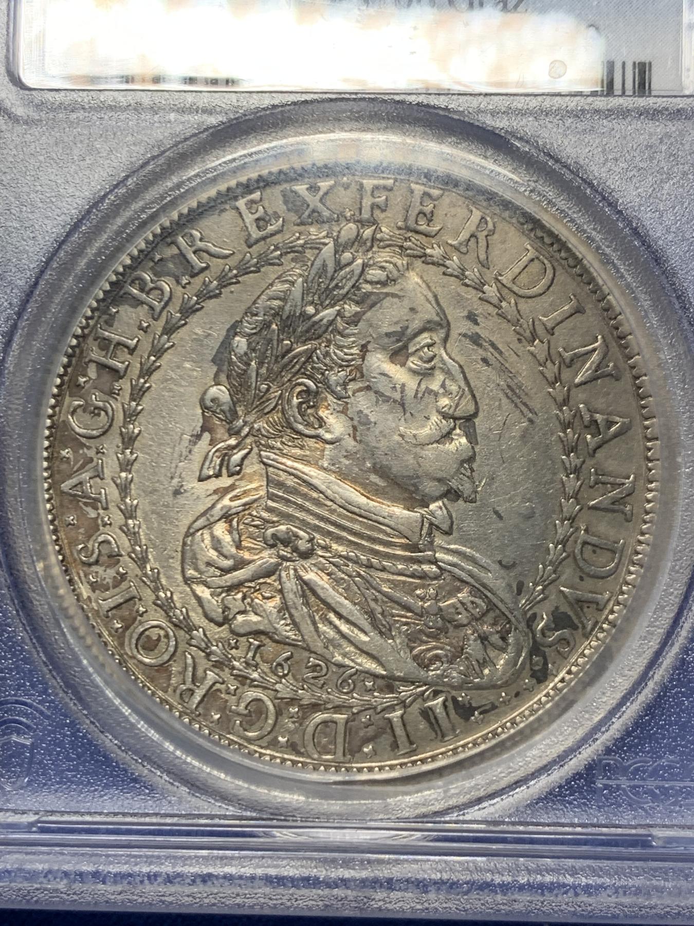 《竞宝斋》第272场- 周日，周一，周二  3场连拍 （全场包邮） PCGS AU 神圣罗马帝国 1626 费迪南二世大泰勒格拉茨厂出品全深打