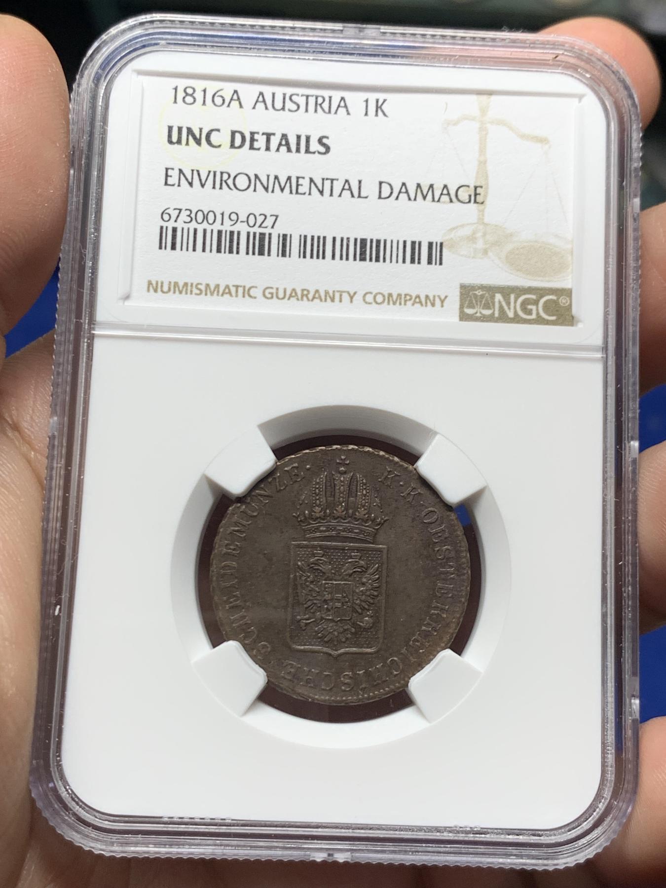 《竞宝斋》第272场- 周日，周一，周二  3场连拍 （全场包邮） NGC UNCD 奥地利1816年1克鲁泽铜币