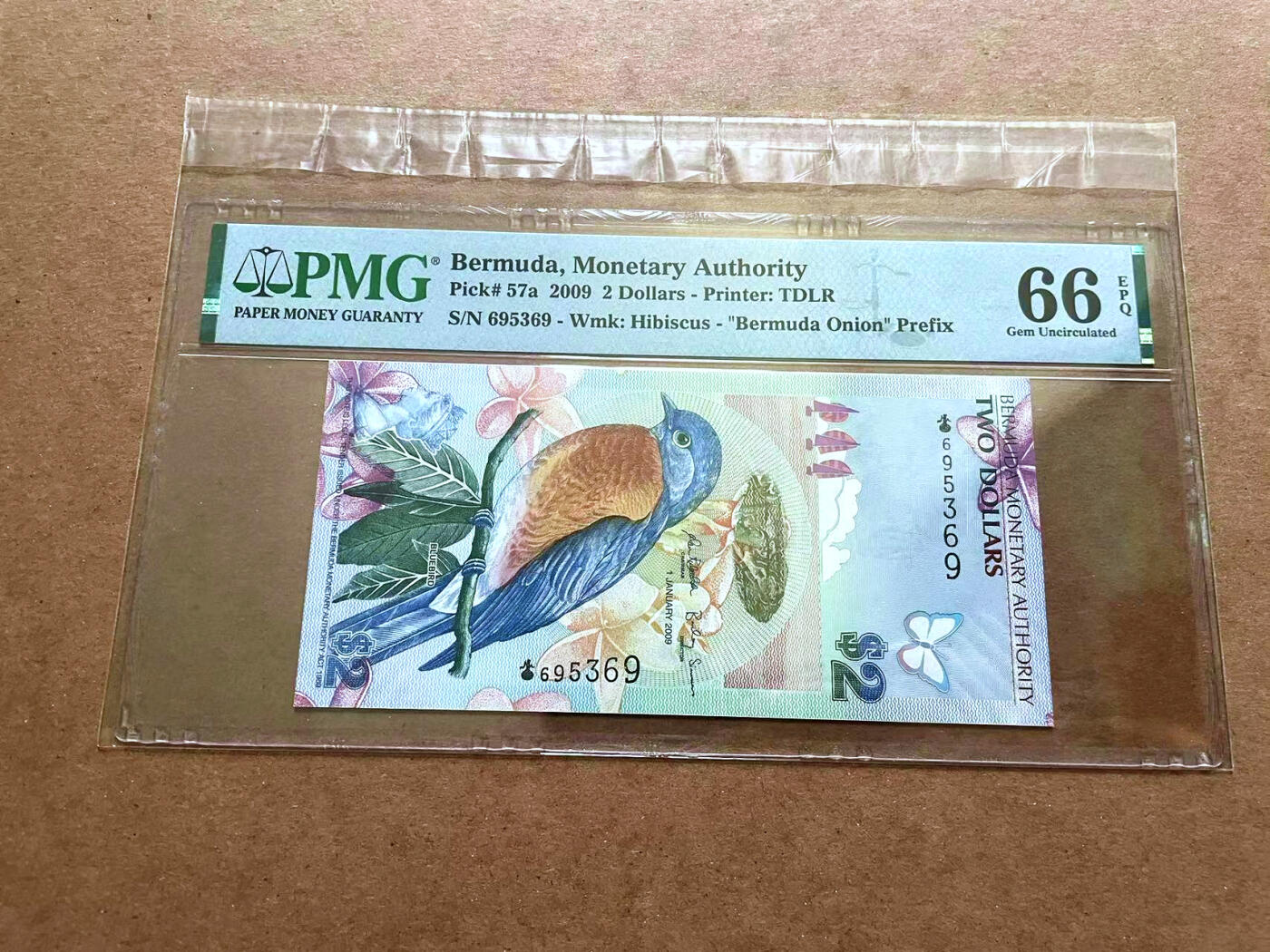 【Blue Auction】✨世界纸币精拍第482期【精】 【无47 获奖钞】百慕大 2009年2元 蓝鸟 PMG66EPQ 