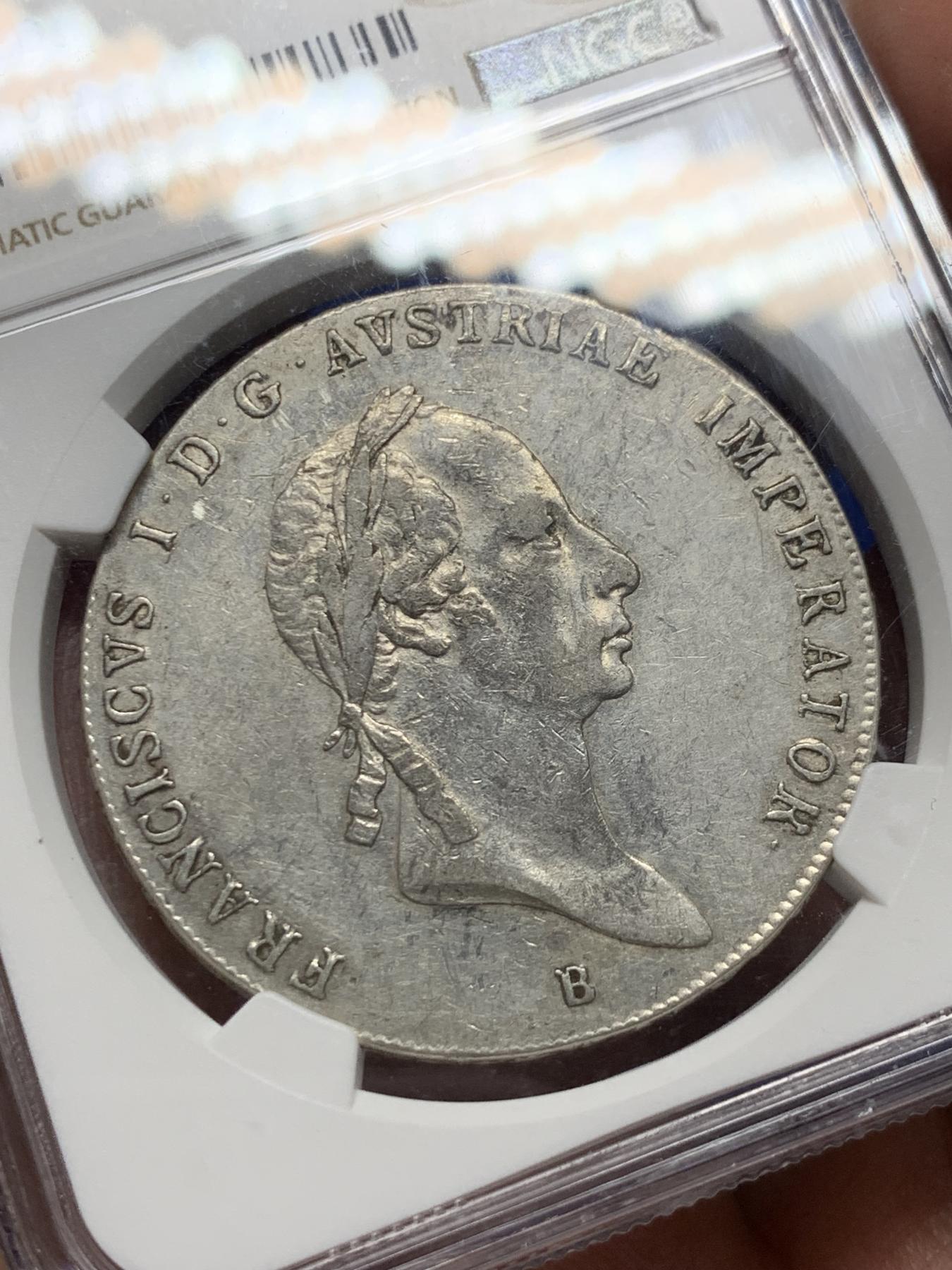 《竞宝斋》第272场- 周日，周一，周二  3场连拍 （全场包邮） NGC AUD 奥地利1825年双头鹰大泰勒 少见弗朗西斯一世老年版本