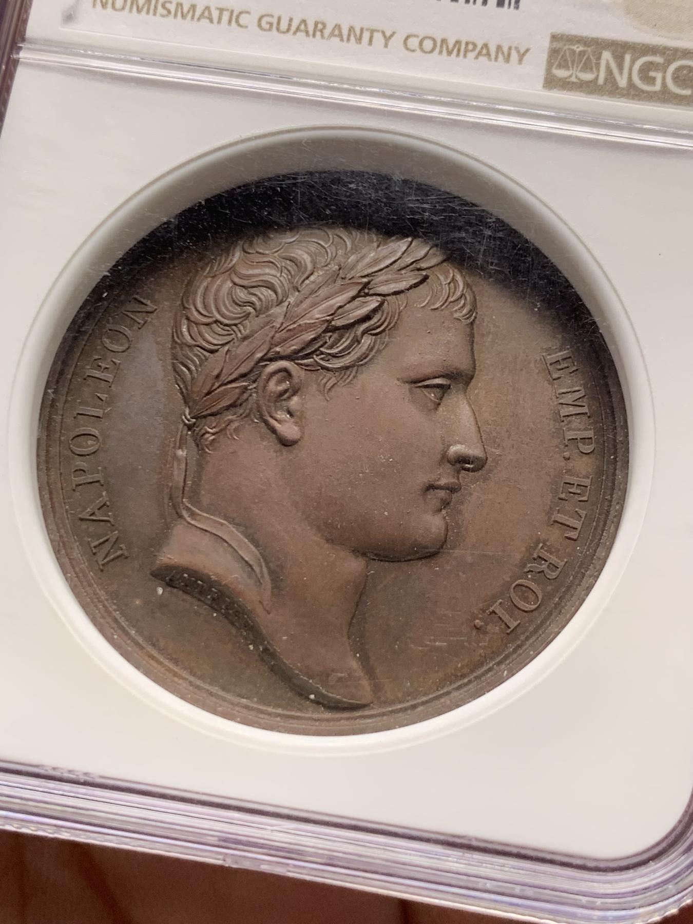 《竞宝斋》第272场- 周日，周一，周二  3场连拍 （全场包邮） NGC MS63BN 法国 1812年 拿破仑铜章 纪念从俄国撤退 稀少品种 加厚盒装