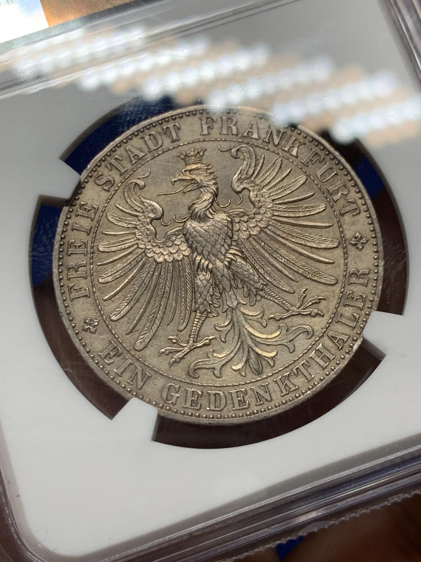 《竞宝斋》第272场- 周日，周一，周二  3场连拍 （全场包邮） NGC UNCD 德国1863年法兰克福王子议会1泰勒银币