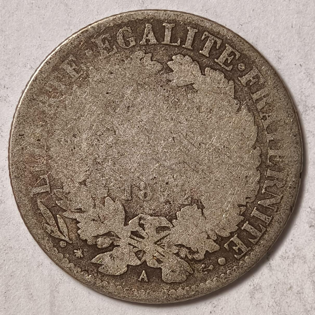 紫瑗钱币——第374期拍卖 法国 18**年 A版 谷物女神 1法郎 5克 0.835银