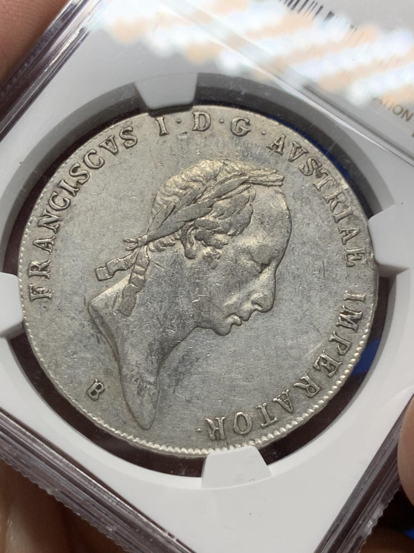 《竞宝斋》第272场- 周日，周一，周二  3场连拍 （全场包邮） NGC AUD 奥地利1825年双头鹰大泰勒 少见弗朗西斯一世老年版本