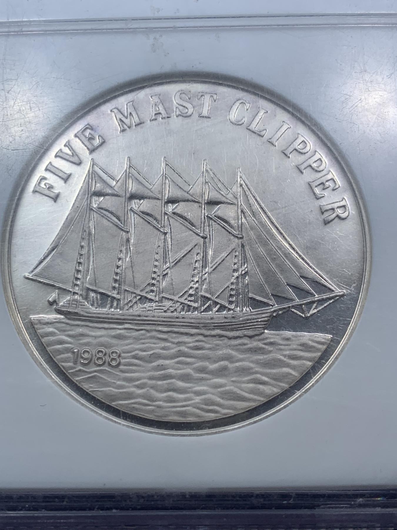 《竞宝斋》第272场- 周日，周一，周二  3场连拍 （全场包邮） NGC PF68UC 老挝1988年五桅杆帆船 发行量2000 海外拍卖68UC普遍1000