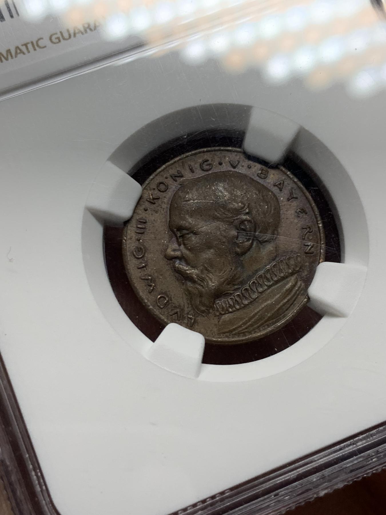 《竞宝斋》第272场- 周日，周一，周二  3场连拍 （全场包邮） NGC PF61BN 德国巴伐利亚1913年20马克精制铜样币 卡尔哥茨大师作品