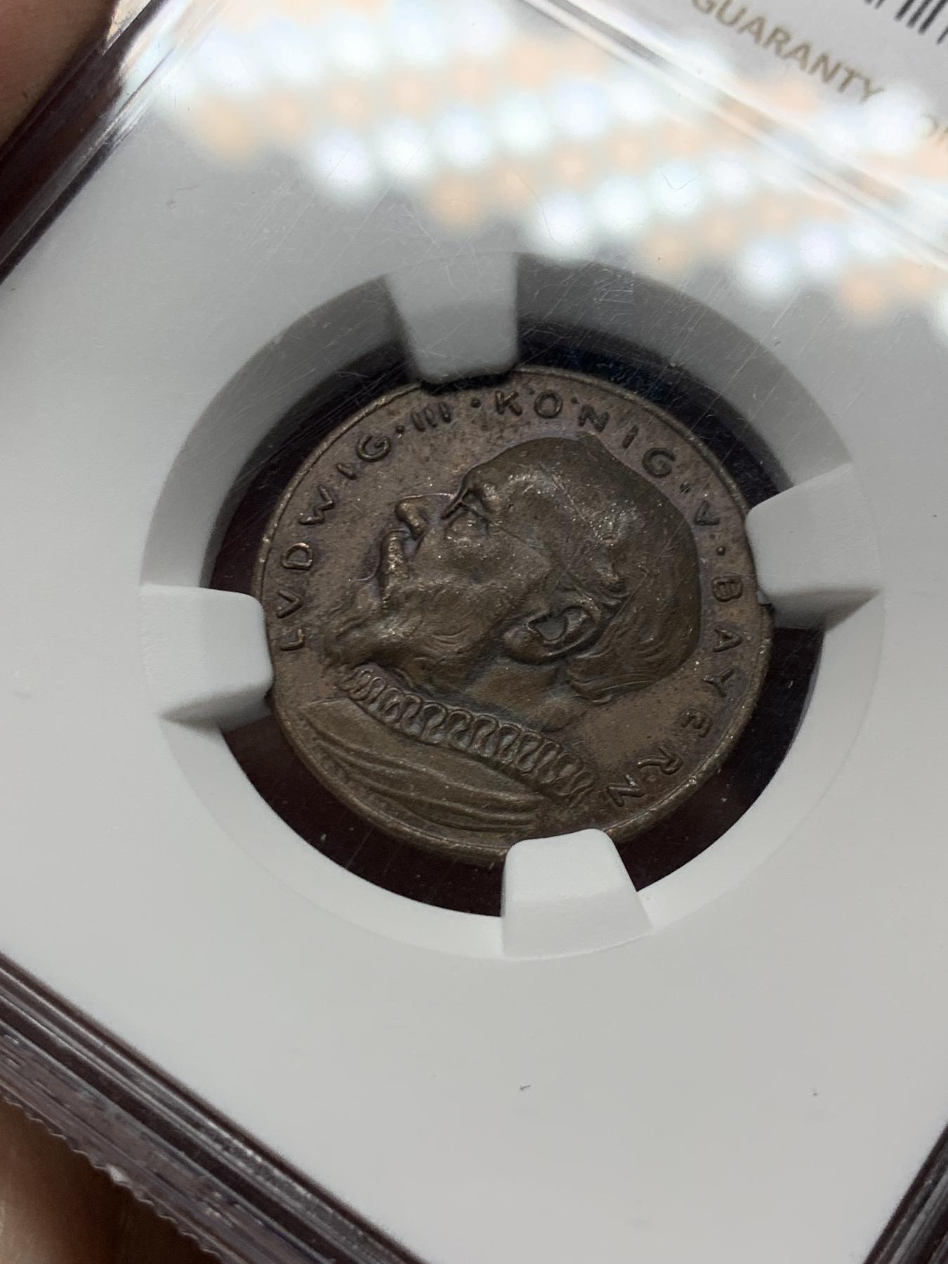 《竞宝斋》第272场- 周日，周一，周二  3场连拍 （全场包邮） NGC PF61BN 德国巴伐利亚1913年20马克精制铜样币 卡尔哥茨大师作品