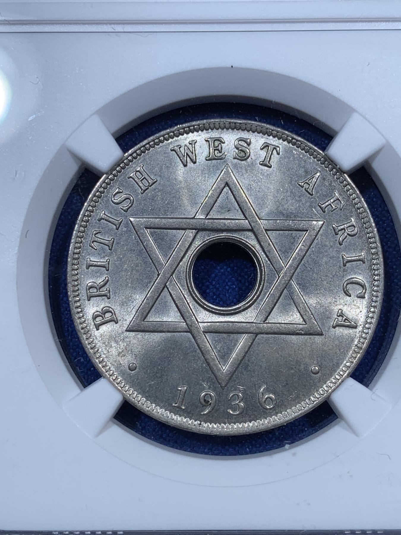 《竞宝斋》第272场- 周日，周一，周二  3场连拍 （全场包邮） NGC MS64 1936年英属西非爱德华八世一便士 不爱江山爱美人的爱八 带有国王名字的难得品种