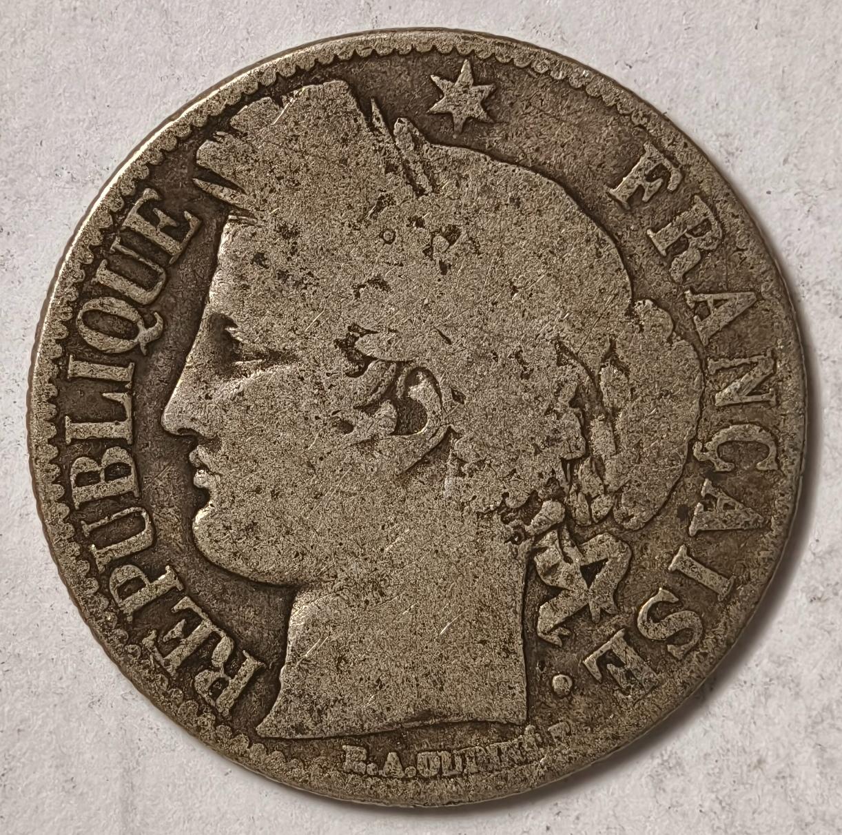 紫瑗钱币——第374期拍卖 法国 18**年 A版 谷物女神 1法郎 5克 0.835银