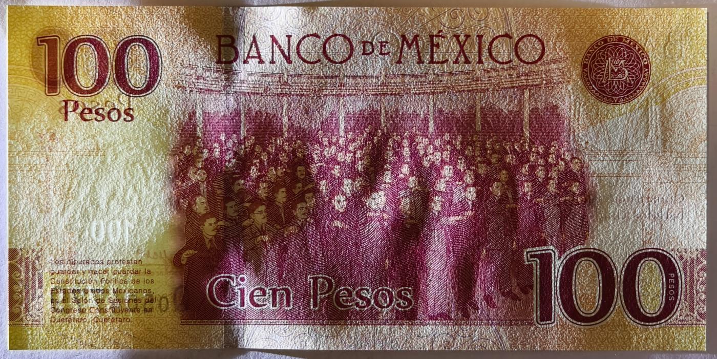 紫瑗钱币——第357期拍卖—— 纸币场 墨西哥 2017年 宪法颁布100周年 纪念钞 100比索 UNC