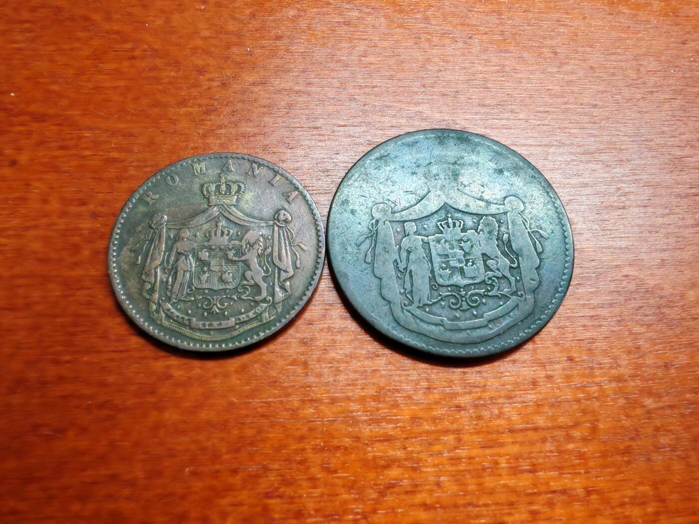 长老汇龙年散币拍卖第一场 1867罗马尼亚5、10巴尼铜币，2枚，WATT公司版，非常少见！背面大窗帘