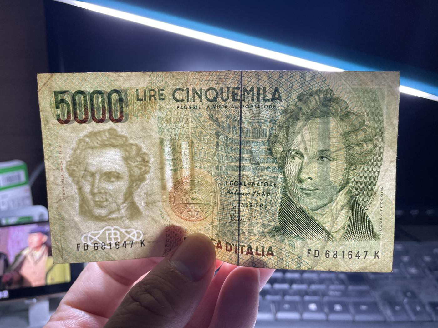 2024年集古藏今外币拍卖第七期-第10场—（总第70拍）-纸币专场，本场拍完结算发货，本期寄存的2-3天内完成发货，再进行下一期拍卖，本期拍卖数量最多者赠老扑克一副 意大利5000里拉