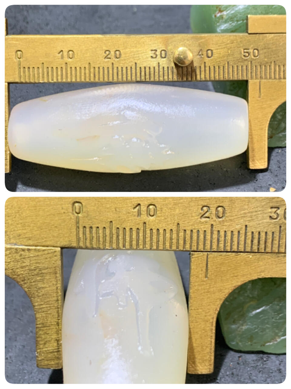 精美高玉化海洋玉髓手工雕刻佛字大桶珠一个