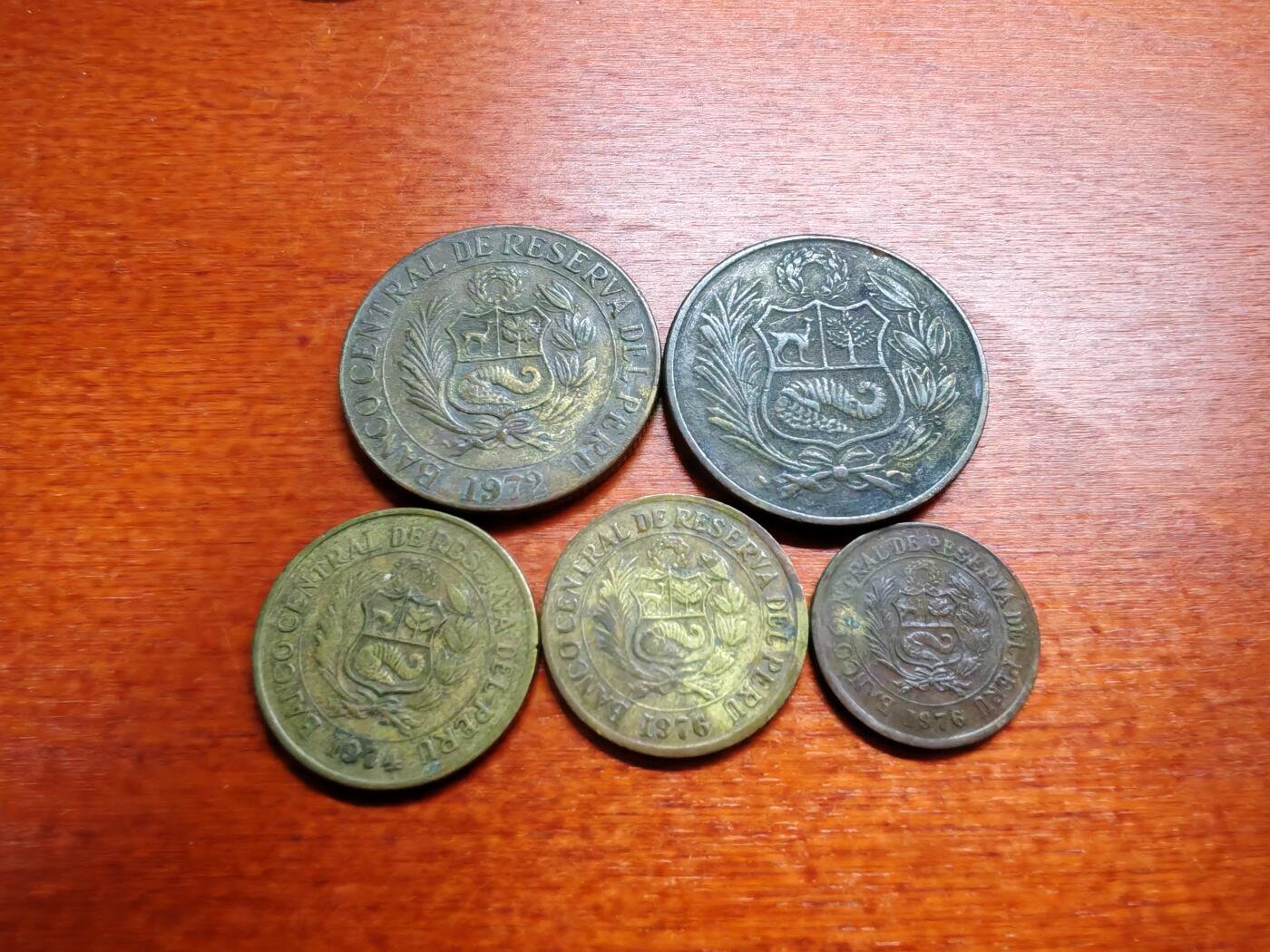 长老汇龙年散币拍卖第一场 1952-83秘鲁铜币，不重复，5枚，含羊驼币两枚