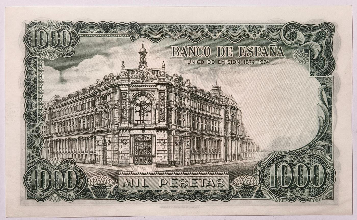 紫瑗钱币——第357期拍卖—— 纸币场 西班牙 1971(1974)年 何塞·埃切加赖 1000比塞塔 UNC (P-154)