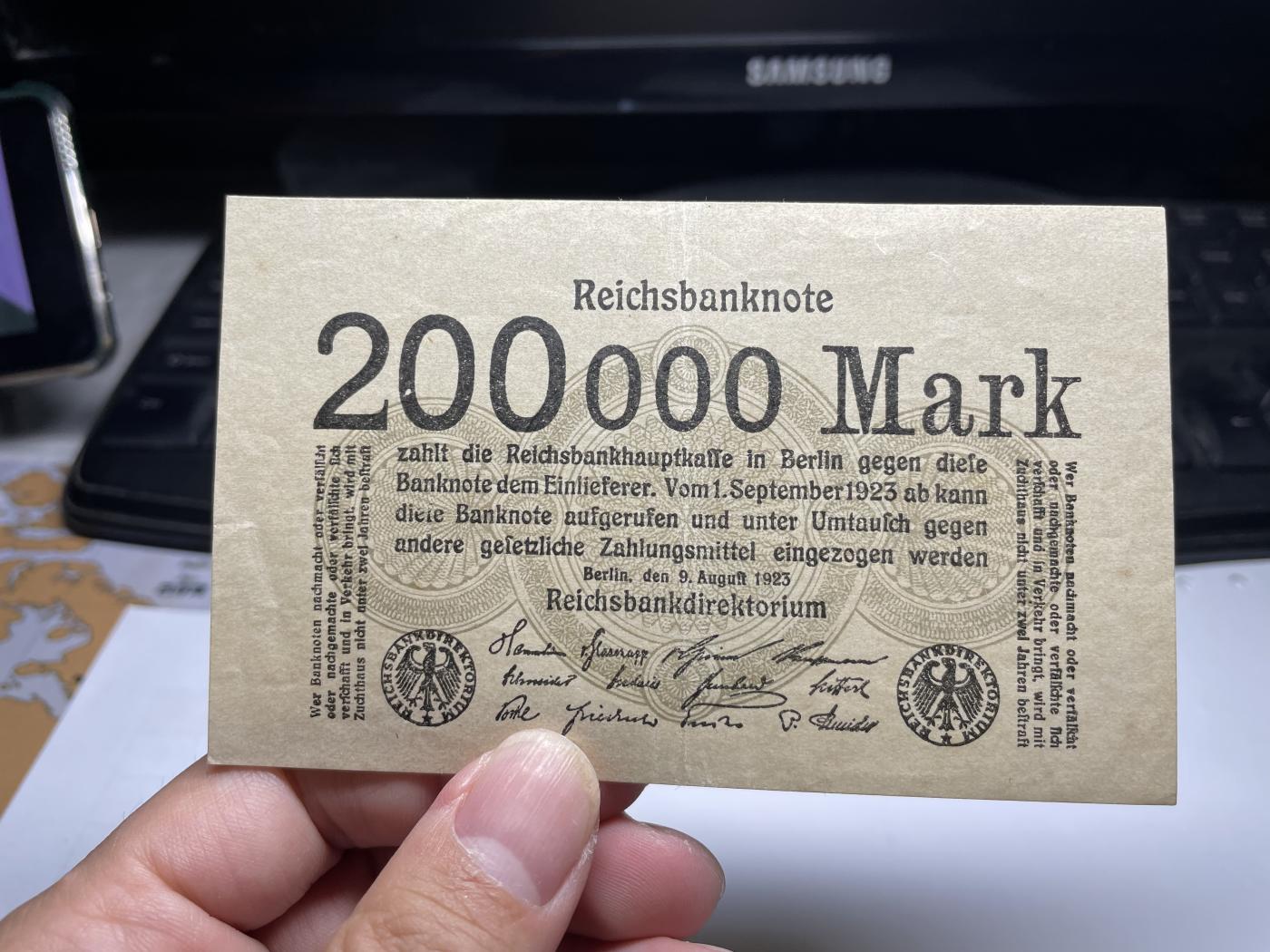 2024年集古藏今外币拍卖第七期-第10场—（总第70拍）-纸币专场，本场拍完结算发货，本期寄存的2-3天内完成发货，再进行下一期拍卖，本期拍卖数量最多者赠老扑克一副 1923年德国200000马克