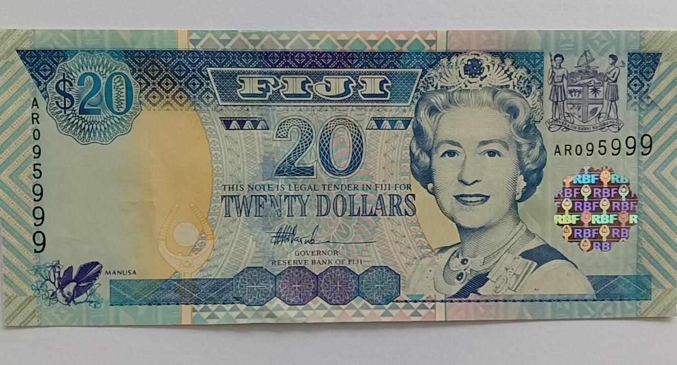 精品钱币第30场 斐济20女王钞靓号999