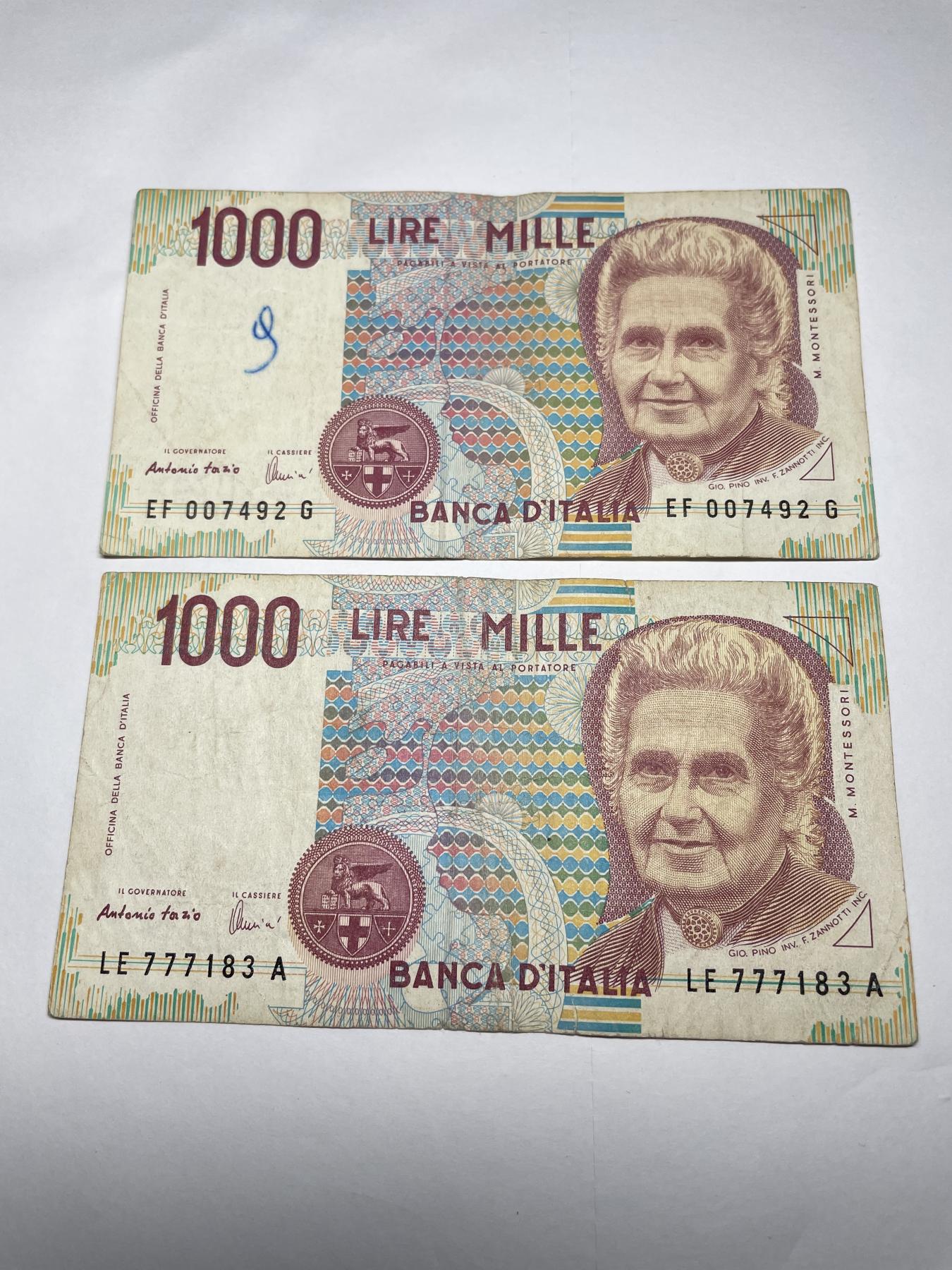 2024年集古藏今外币拍卖第七期-第10场—（总第70拍）-纸币专场，本场拍完结算发货，本期寄存的2-3天内完成发货，再进行下一期拍卖，本期拍卖数量最多者赠老扑克一副 意大利1000里拉2张