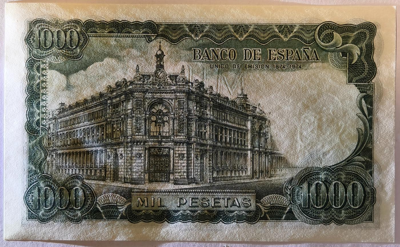 紫瑗钱币——第357期拍卖—— 纸币场 西班牙 1971(1974)年 何塞·埃切加赖 1000比塞塔 UNC (P-154)