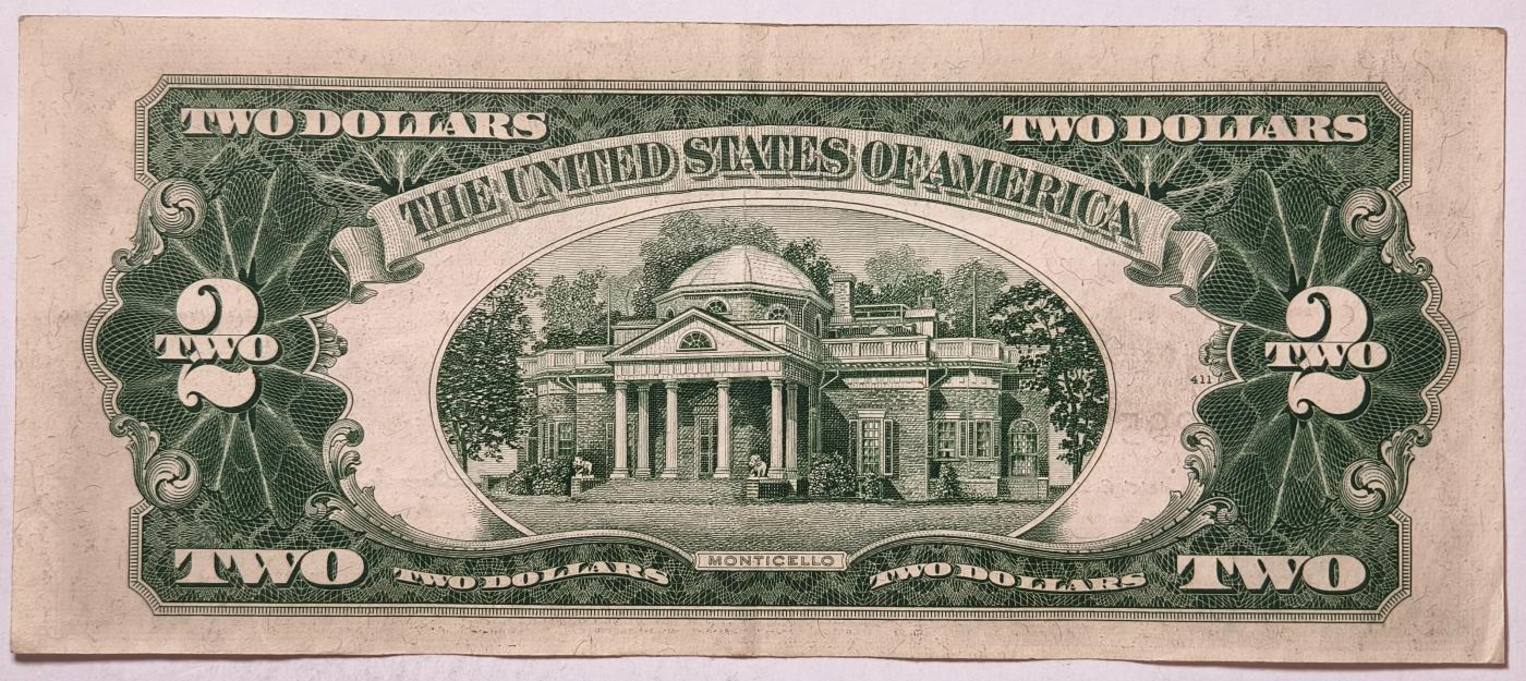 紫瑗钱币——第357期拍卖—— 纸币场 美国 1953年 B序列 托马斯·杰斐逊 2美元 红印 政府券 UNC-