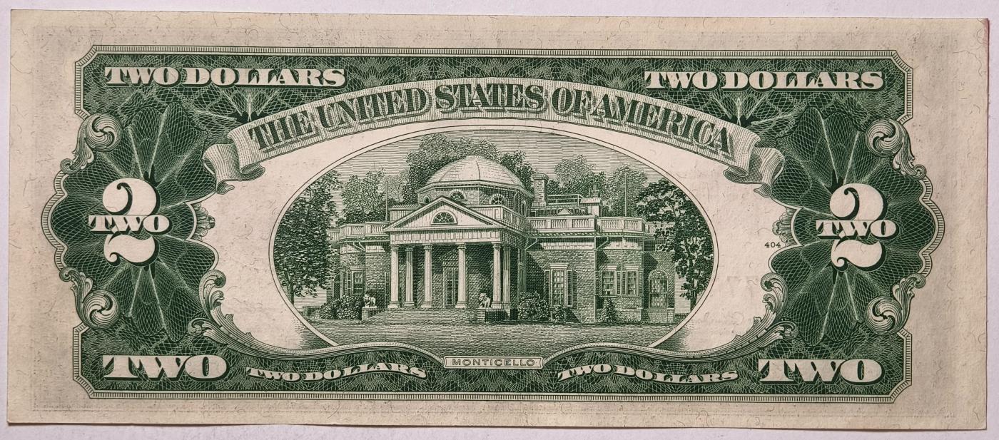 紫瑗钱币——第357期拍卖—— 纸币场 美国 1953年 C序列 托马斯·杰斐逊 2美元 红印 政府券 UNC-
