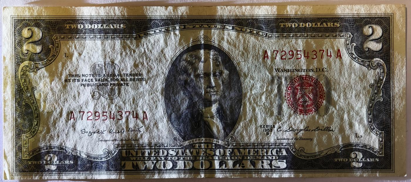 紫瑗钱币——第357期拍卖—— 纸币场 美国 1953年 B序列 托马斯·杰斐逊 2美元 红印 政府券 UNC-