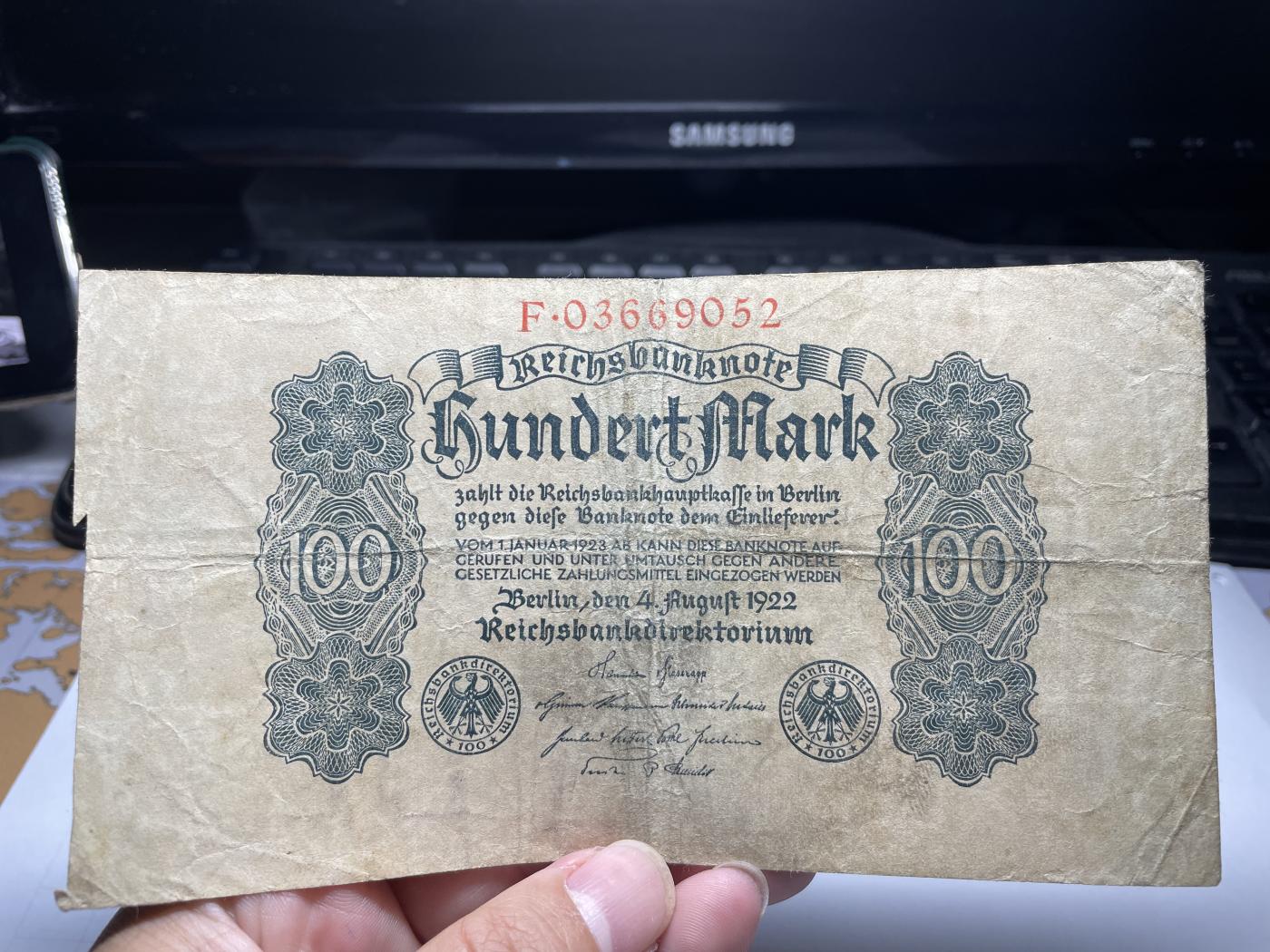 2024年集古藏今外币拍卖第七期-第10场—（总第70拍）-纸币专场，本场拍完结算发货，本期寄存的2-3天内完成发货，再进行下一期拍卖，本期拍卖数量最多者赠老扑克一副 1922年德国100马克