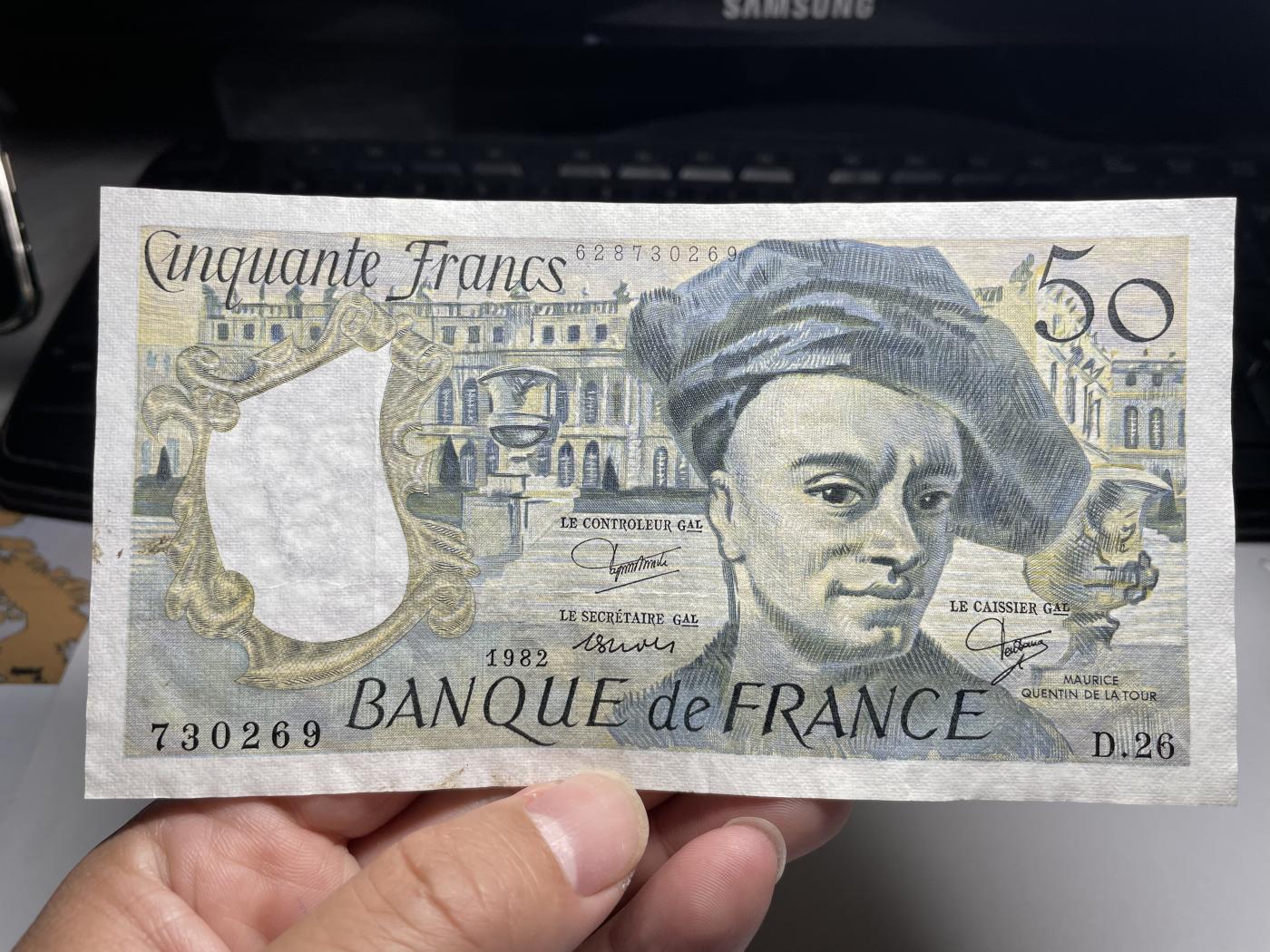 2024年集古藏今外币拍卖第七期-第10场—（总第70拍）-纸币专场，本场拍完结算发货，本期寄存的2-3天内完成发货，再进行下一期拍卖，本期拍卖数量最多者赠老扑克一副 1982年法国50法郎