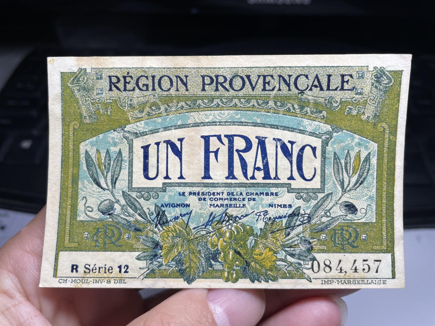 2024年集古藏今外币拍卖第七期-第10场—（总第70拍）-纸币专场，本场拍完结算发货，本期寄存的2-3天内完成发货，再进行下一期拍卖，本期拍卖数量最多者赠老扑克一副 1922年精美稀少法国紧急状态时期1法郎纸币