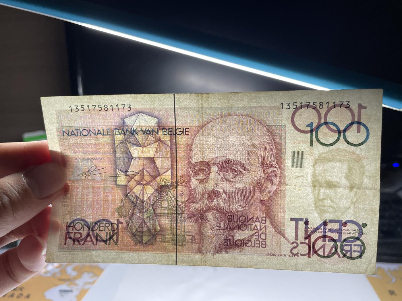 2024年集古藏今外币拍卖第七期-第10场—（总第70拍）-纸币专场，本场拍完结算发货，本期寄存的2-3天内完成发货，再进行下一期拍卖，本期拍卖数量最多者赠老扑克一副 比利时100法郎