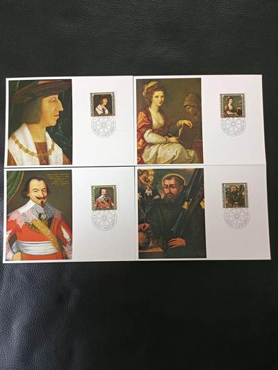 （5）列支敦士登邮票  1982年绘画家考夫曼等名人极限片4全  新 - （5）列支敦士登邮票  1982年绘画家考夫曼等名人极限片4全  新