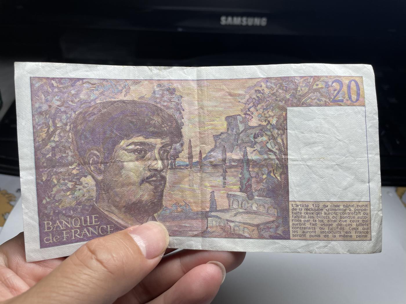 2024年集古藏今外币拍卖第七期-第10场—（总第70拍）-纸币专场，本场拍完结算发货，本期寄存的2-3天内完成发货，再进行下一期拍卖，本期拍卖数量最多者赠老扑克一副 1987年法国20法郎