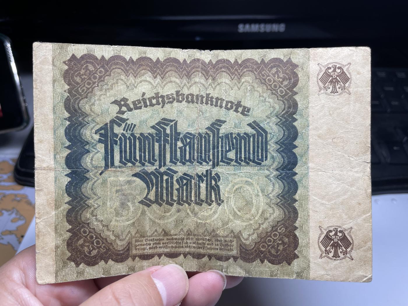 2024年集古藏今外币拍卖第七期-第10场—（总第70拍）-纸币专场，本场拍完结算发货，本期寄存的2-3天内完成发货，再进行下一期拍卖，本期拍卖数量最多者赠老扑克一副 1922年德国5000马克