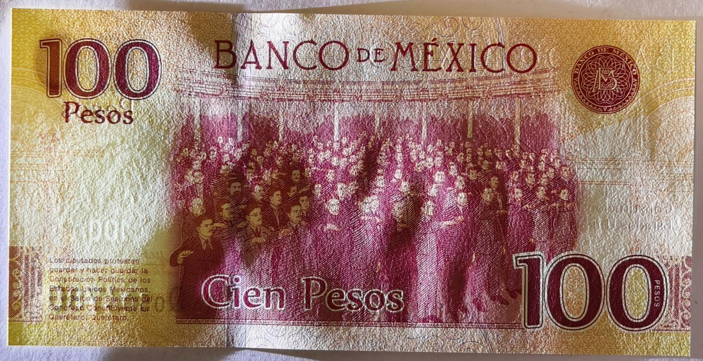 紫瑗钱币——第357期拍卖—— 纸币场 墨西哥 2017年 宪法颁布100周年 纪念钞 100比索 UNC